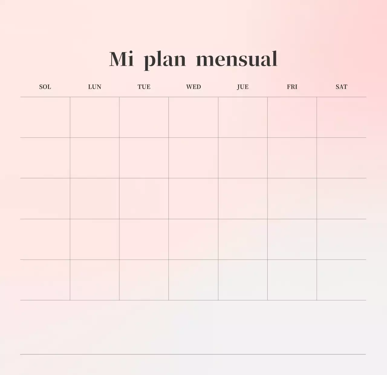 Calendario minimalista degradado