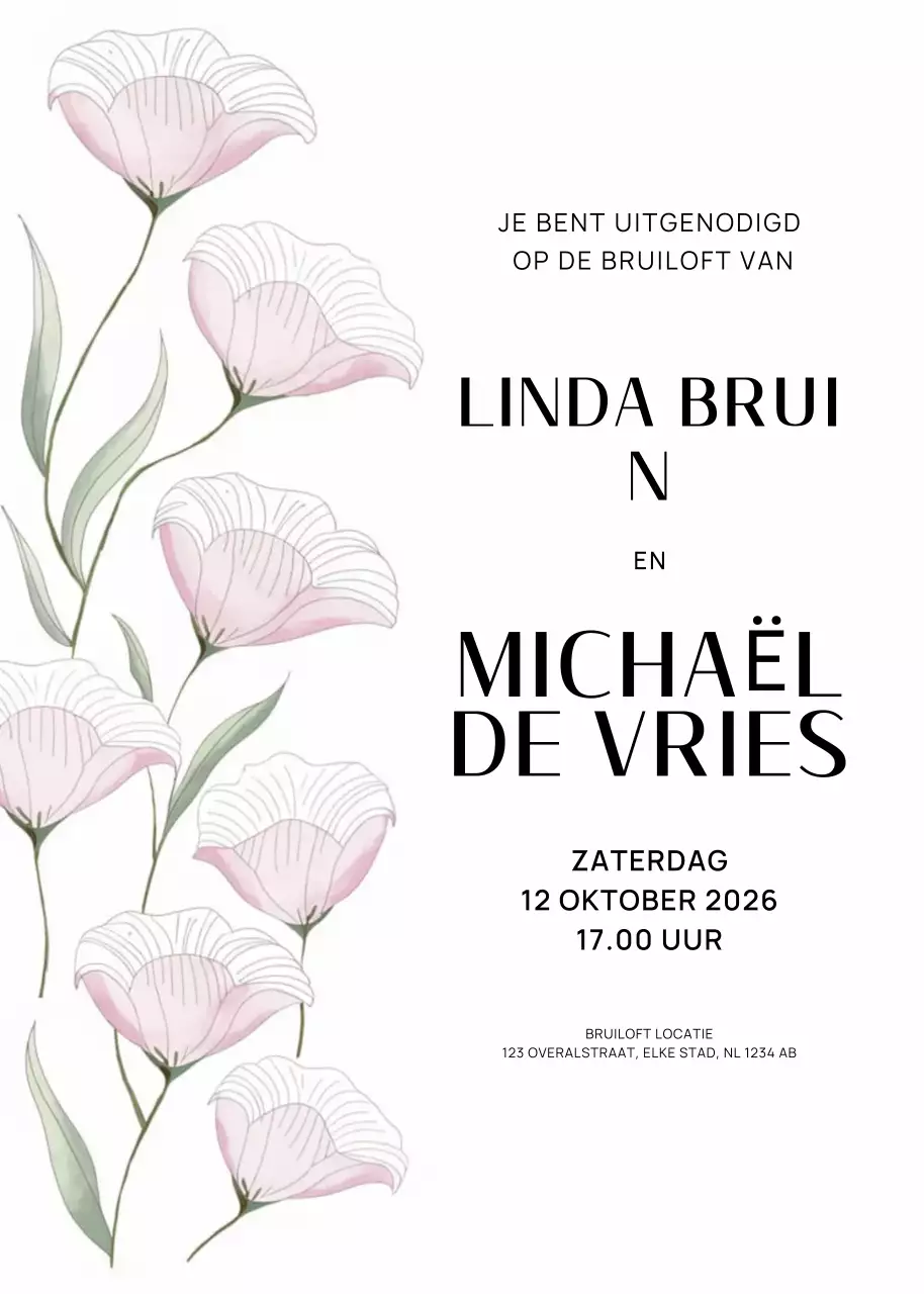 witte elegante huwelijksuitnodiging