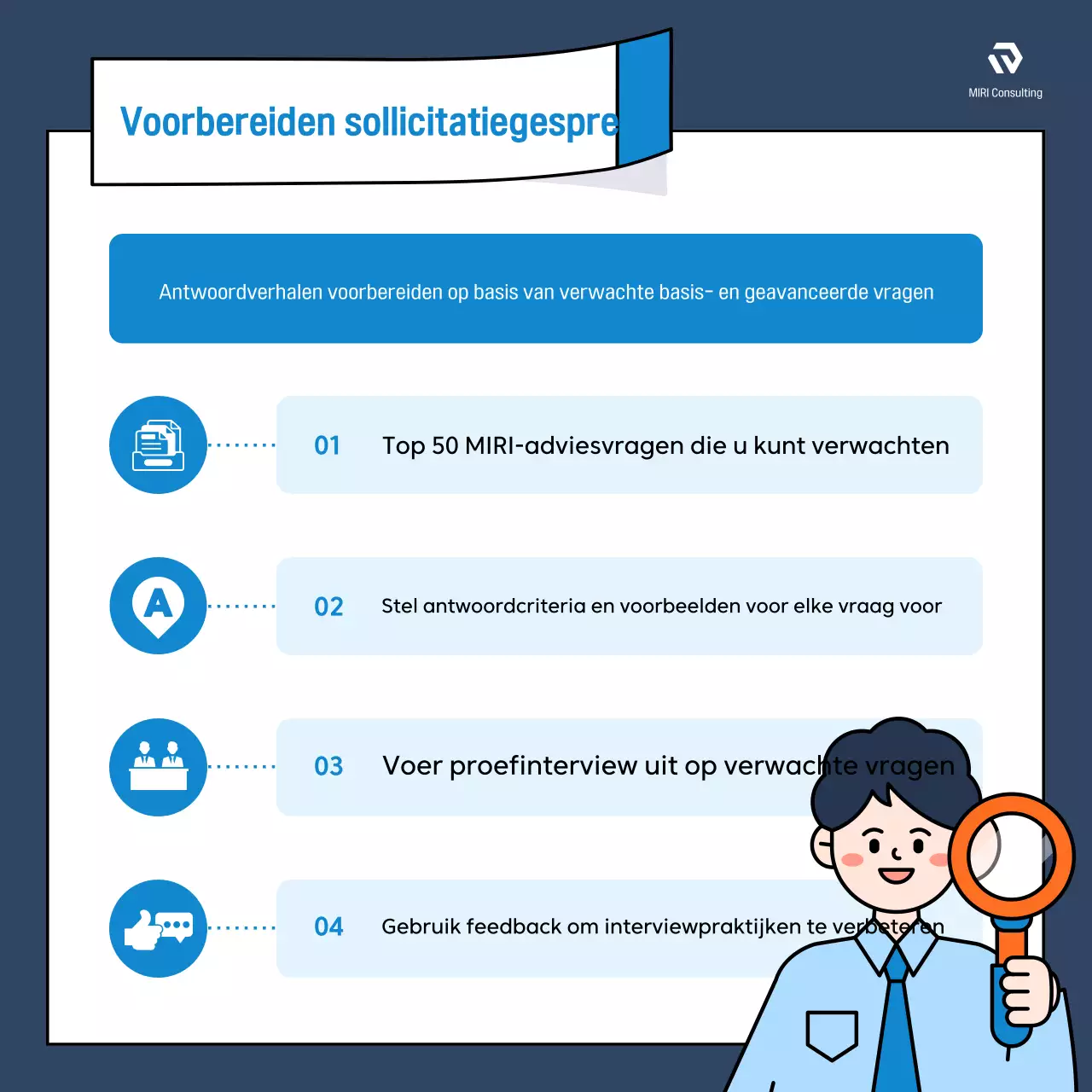 Promoot moderne vacatureoverzichten in blauw en oranje