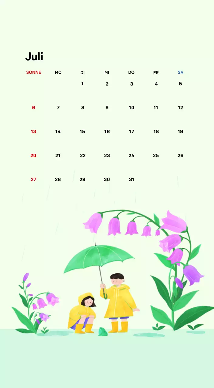 Neujahrskalender mit warmen Illustrationen