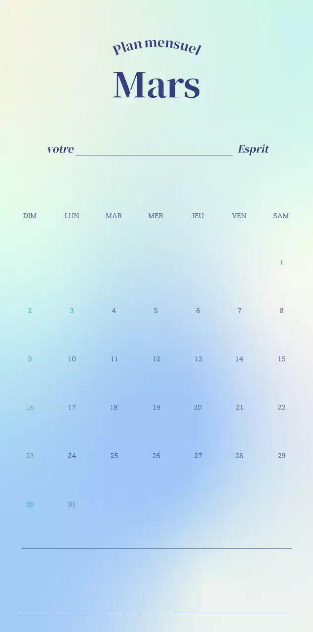 Calendrier minimaliste dégradé