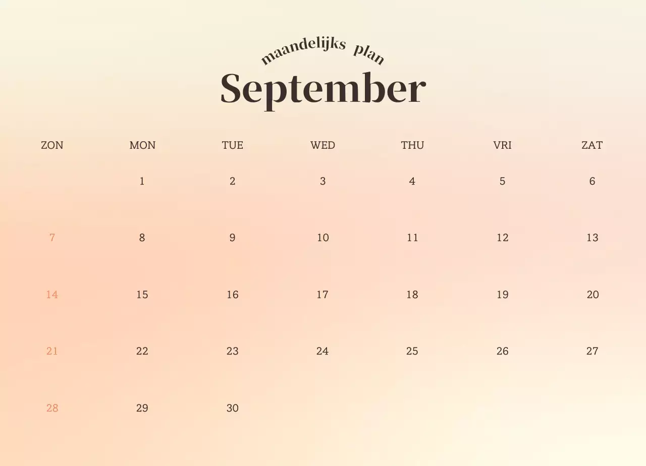 Verloop Minimalistische Emotie Kalender