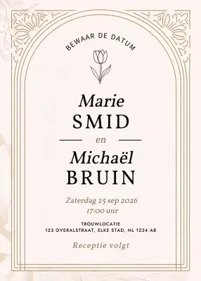 Beige elegante huwelijksuitnodiging