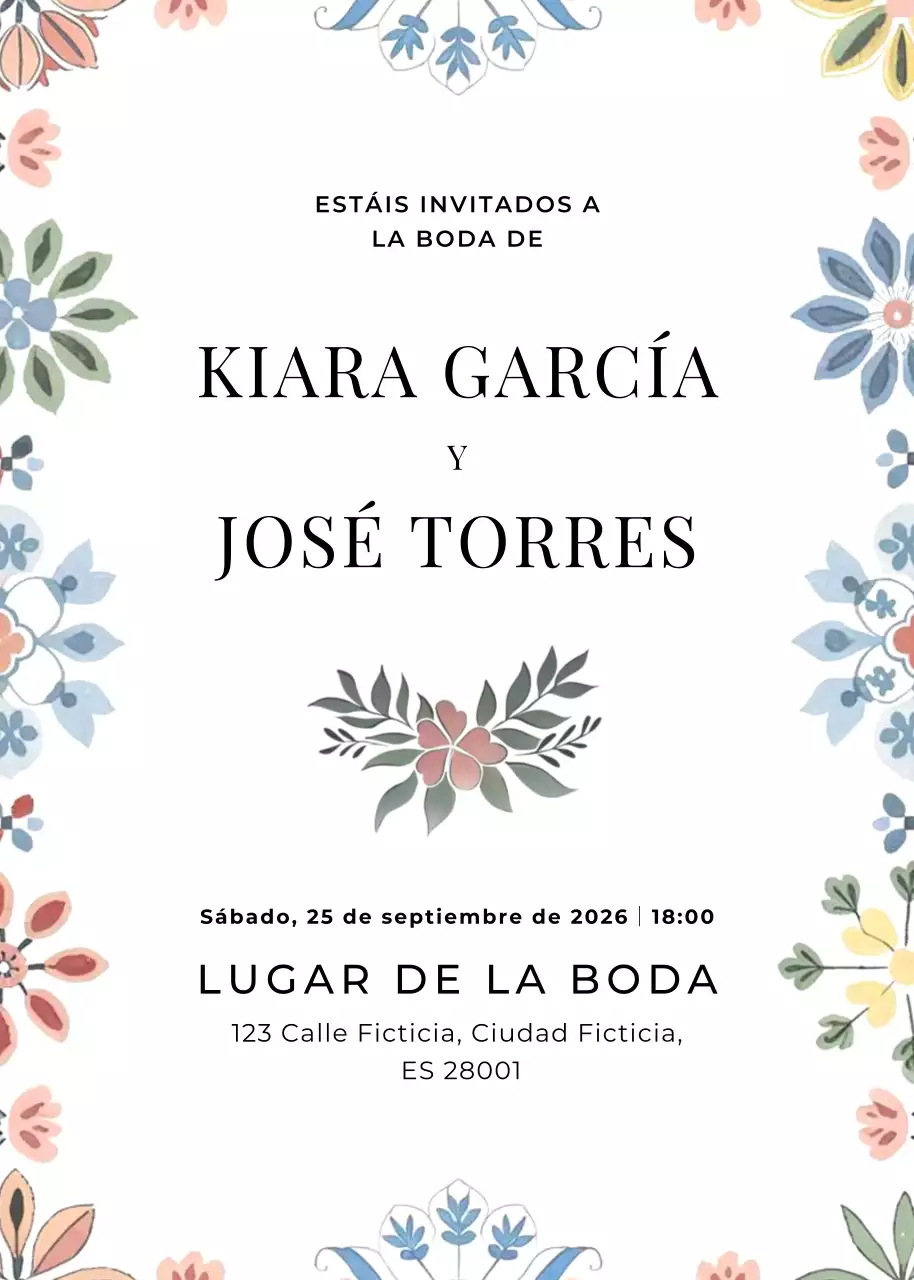 invitación de boda floral beige