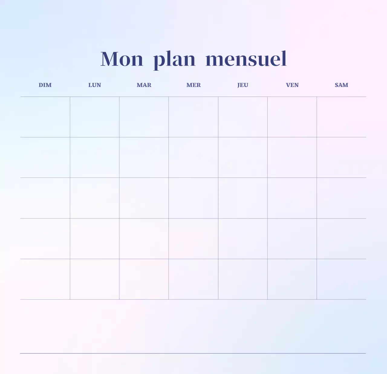 Calendrier minimaliste dégradé