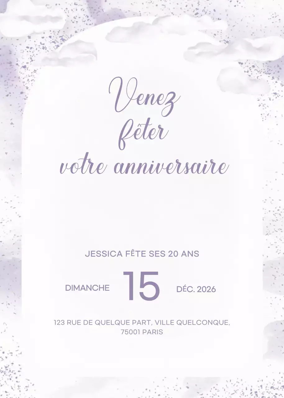 Invitation d'anniversaire élégante en blanc