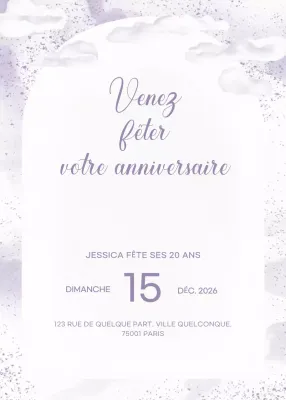 Invitation d'anniversaire élégante en blanc