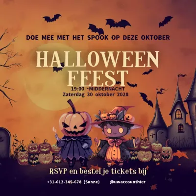 Oranje Illustratie Halloweenfeest Evenement Promotie Social Media Post