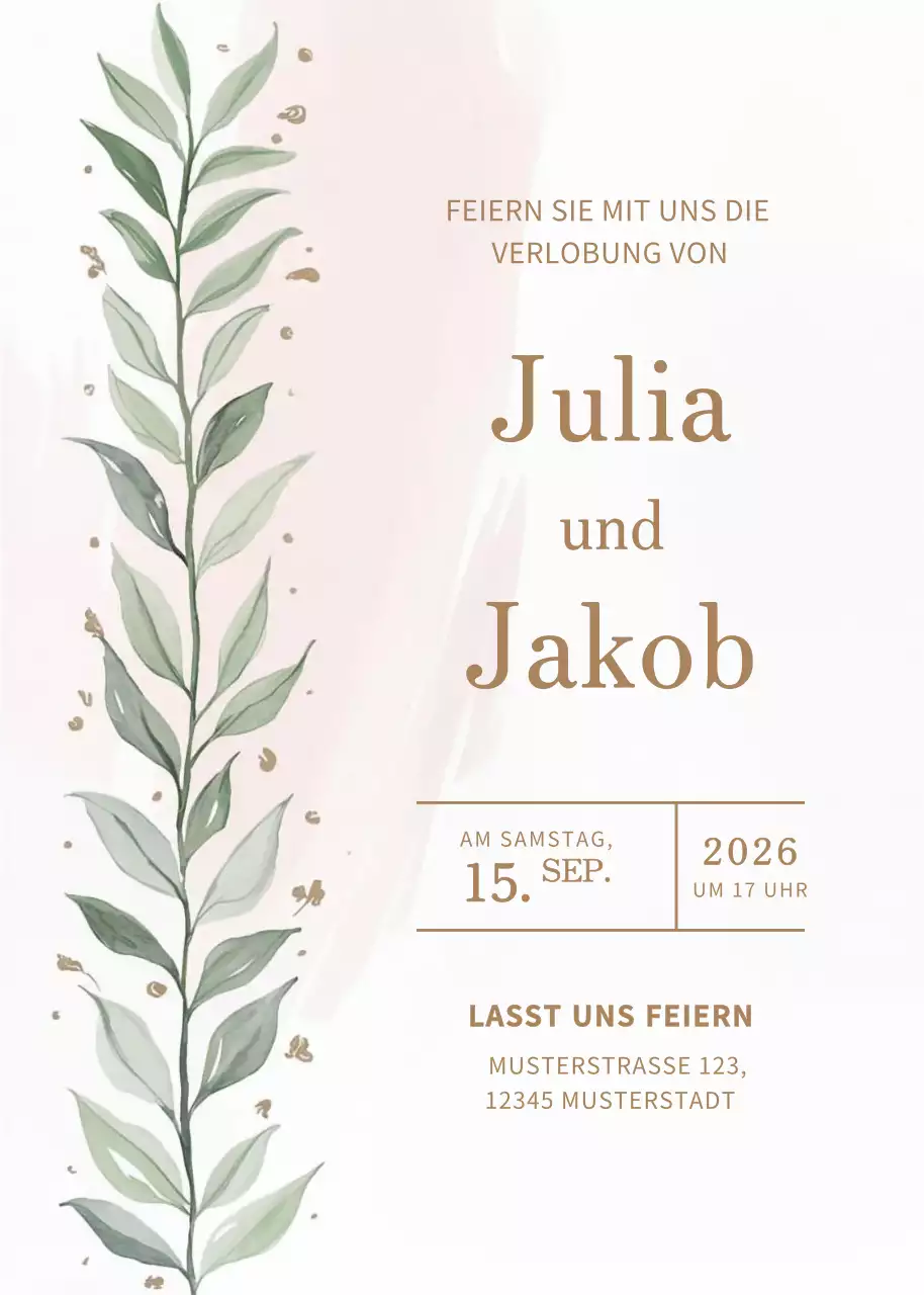 Beige Elegante Verlobungseinladung