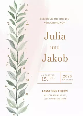 Beige Elegante Verlobungseinladung