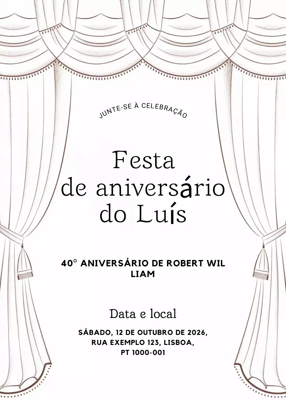 convite de aniversário elegante branco