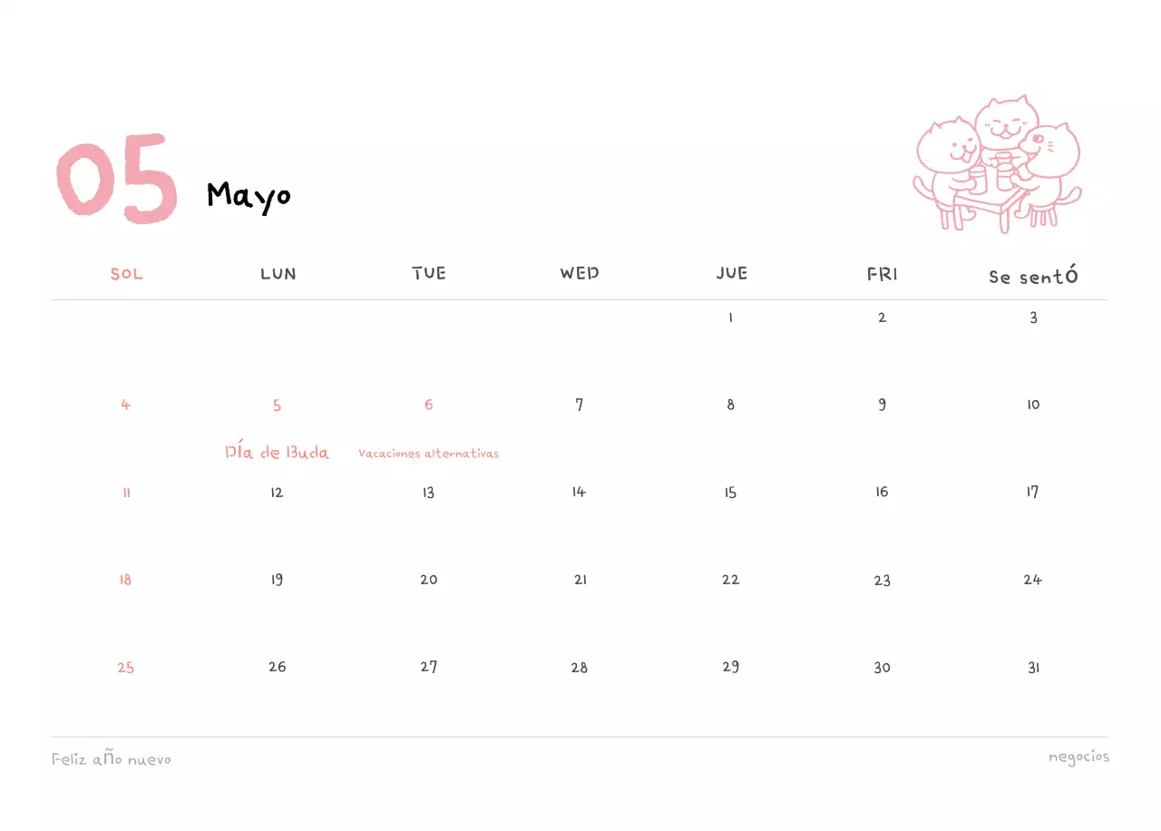 Calendario diario en marfil