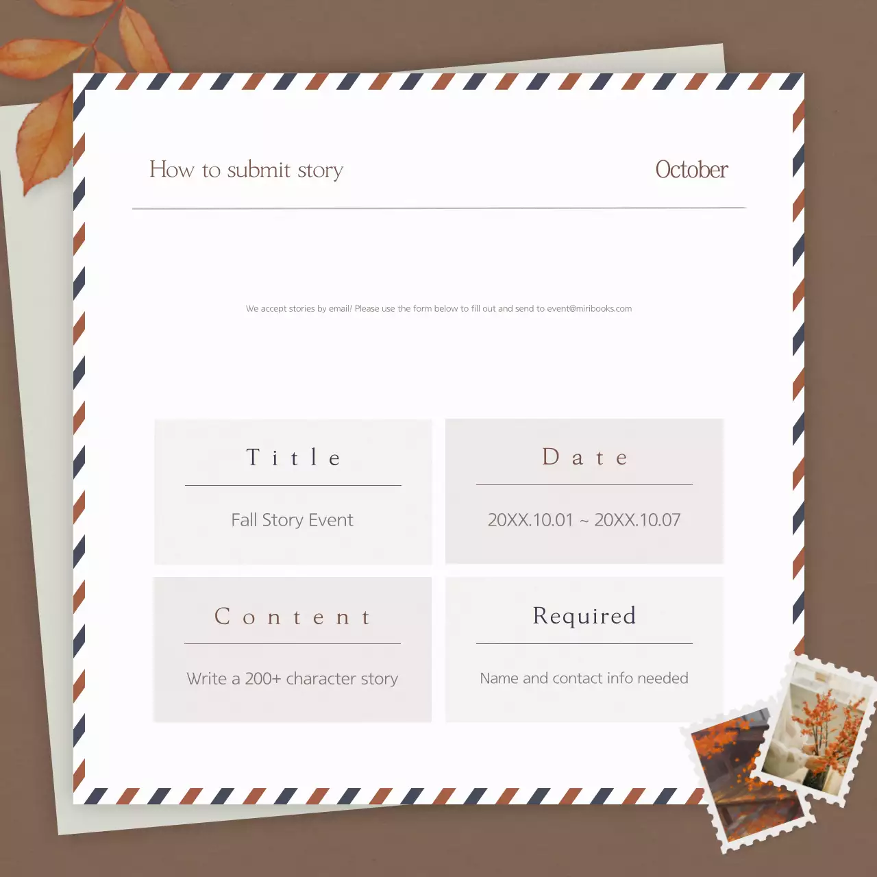 Brown Vintage Autumn Invitation Instagram Carousel