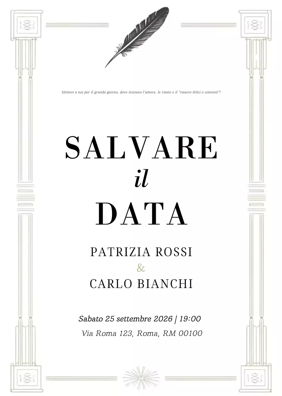 Invito di matrimonio elegante bianco