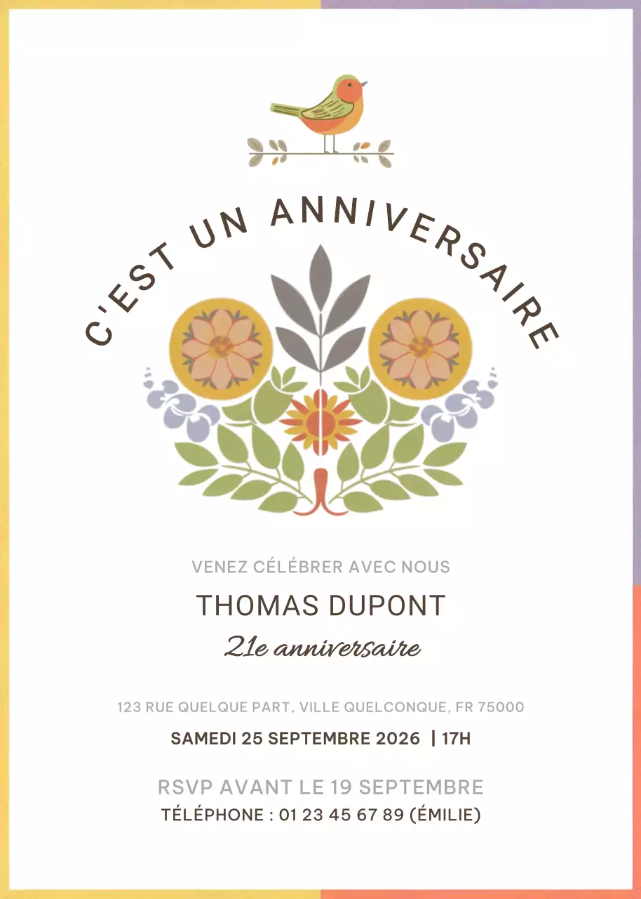 Invitation d'anniversaire botanique blanche