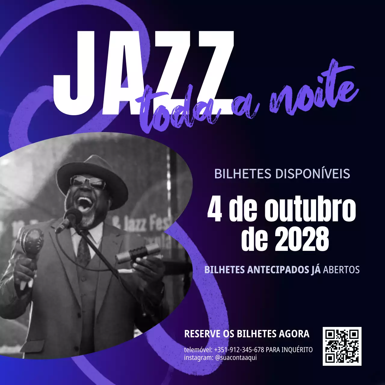 promoção da noite de jazz moderno purple