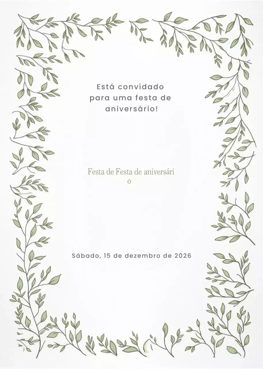 Convite de aniversário botânico verde