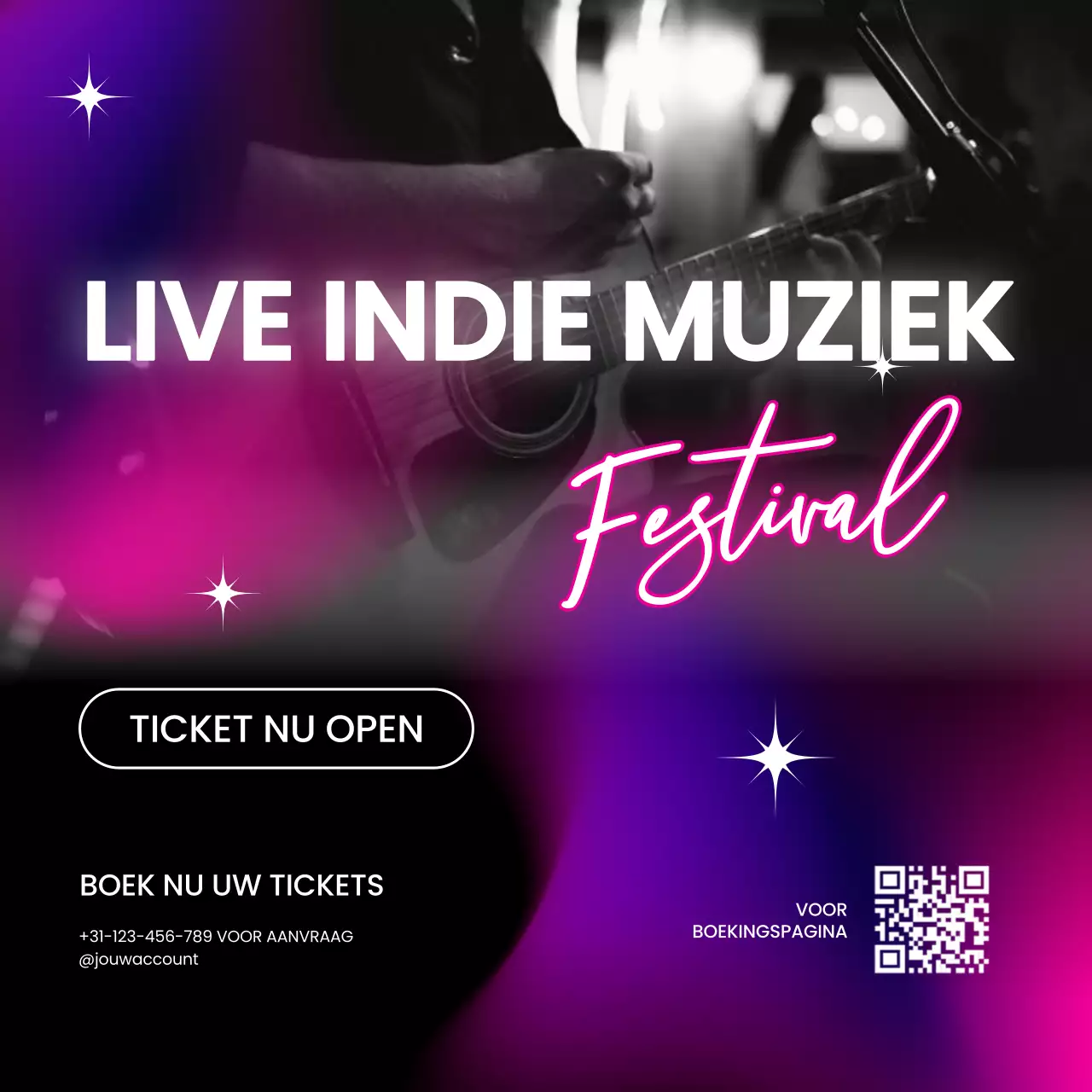 Paars Kleurverloop Trendy Muziek Promotie