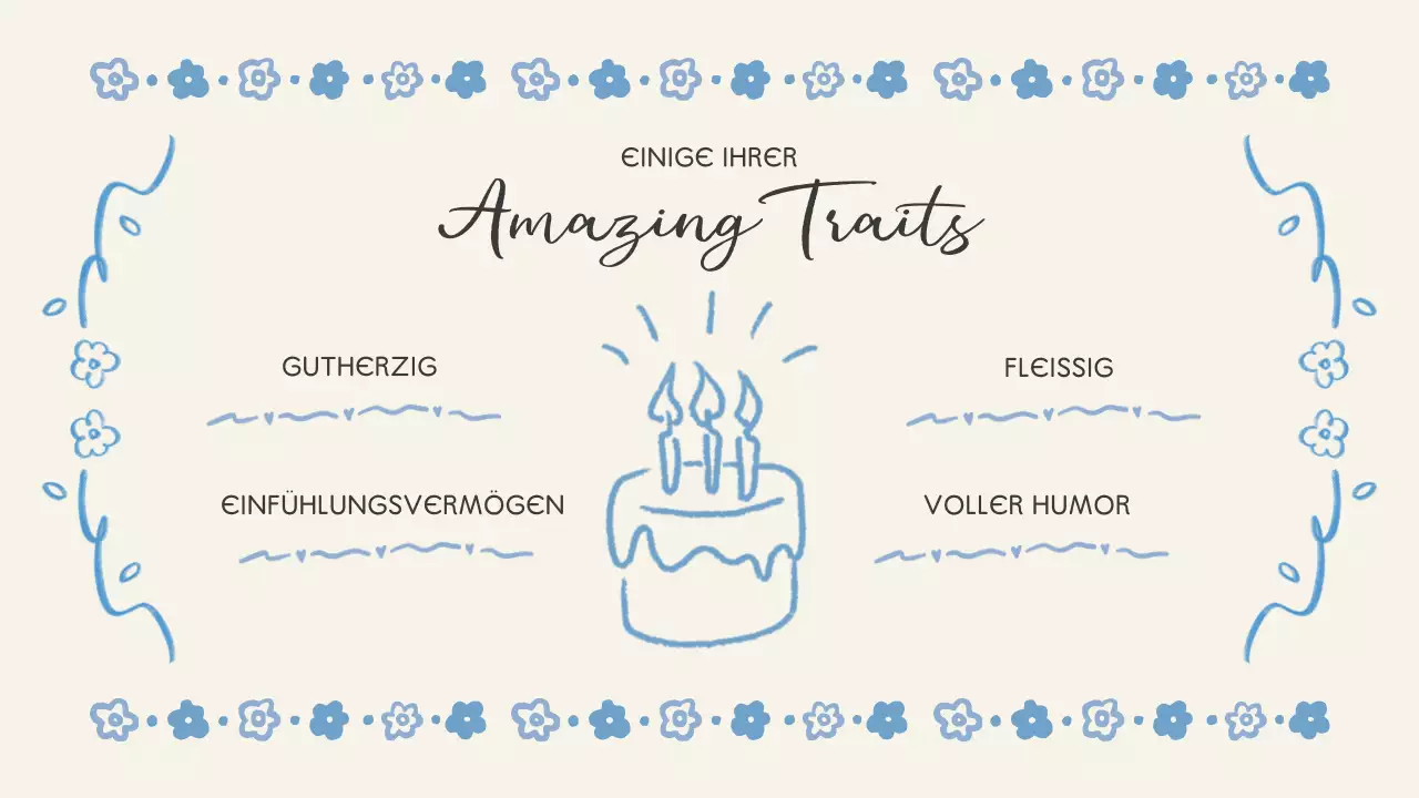 blau geblümt Geburtstag Veranstaltung