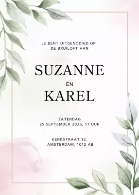 Groene elegante huwelijksuitnodiging