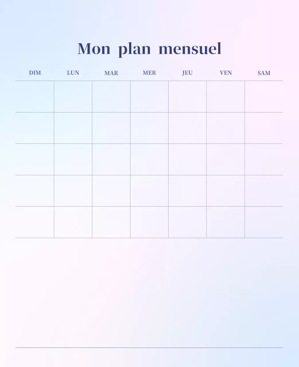 Calendrier minimaliste dégradé