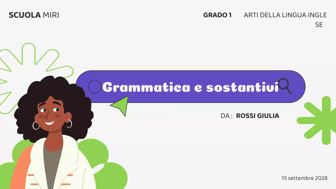 Beige Verde Illustrazione Materiale di classe Presentazione grammaticale