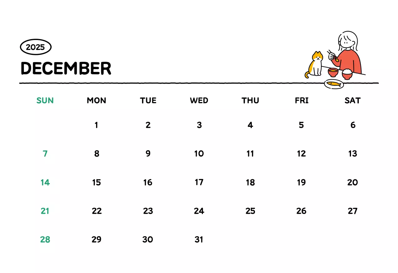 可愛らしい禅風イラストカレンダーカレンダー