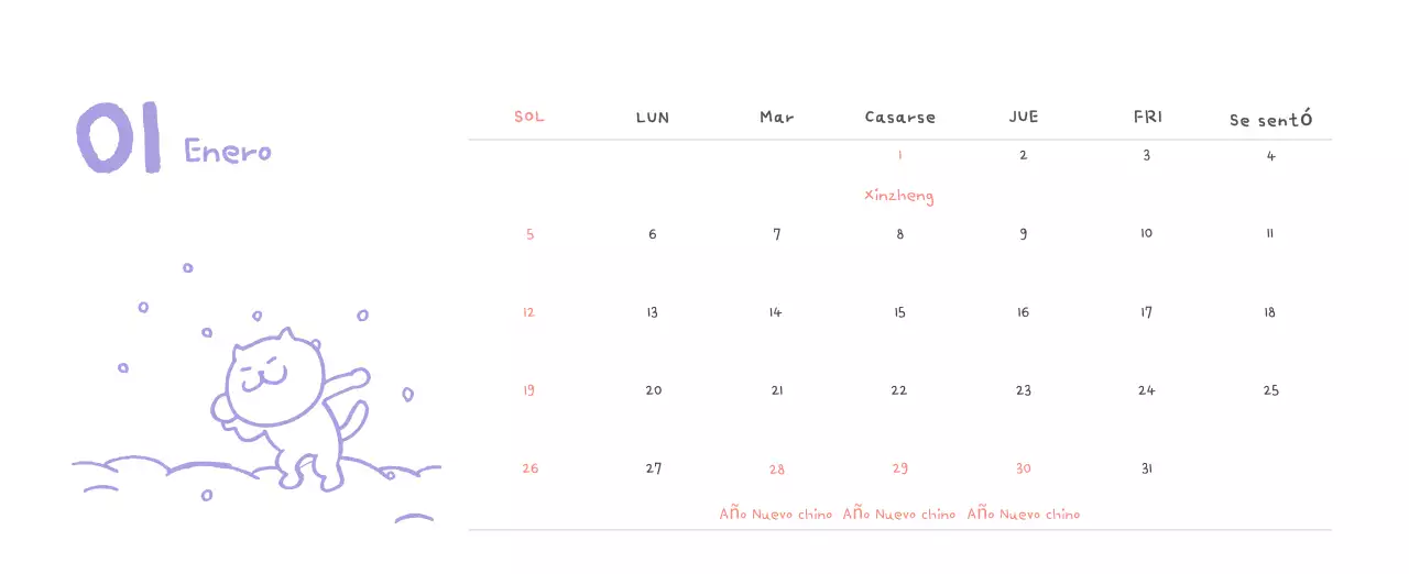 Calendario diario en marfil