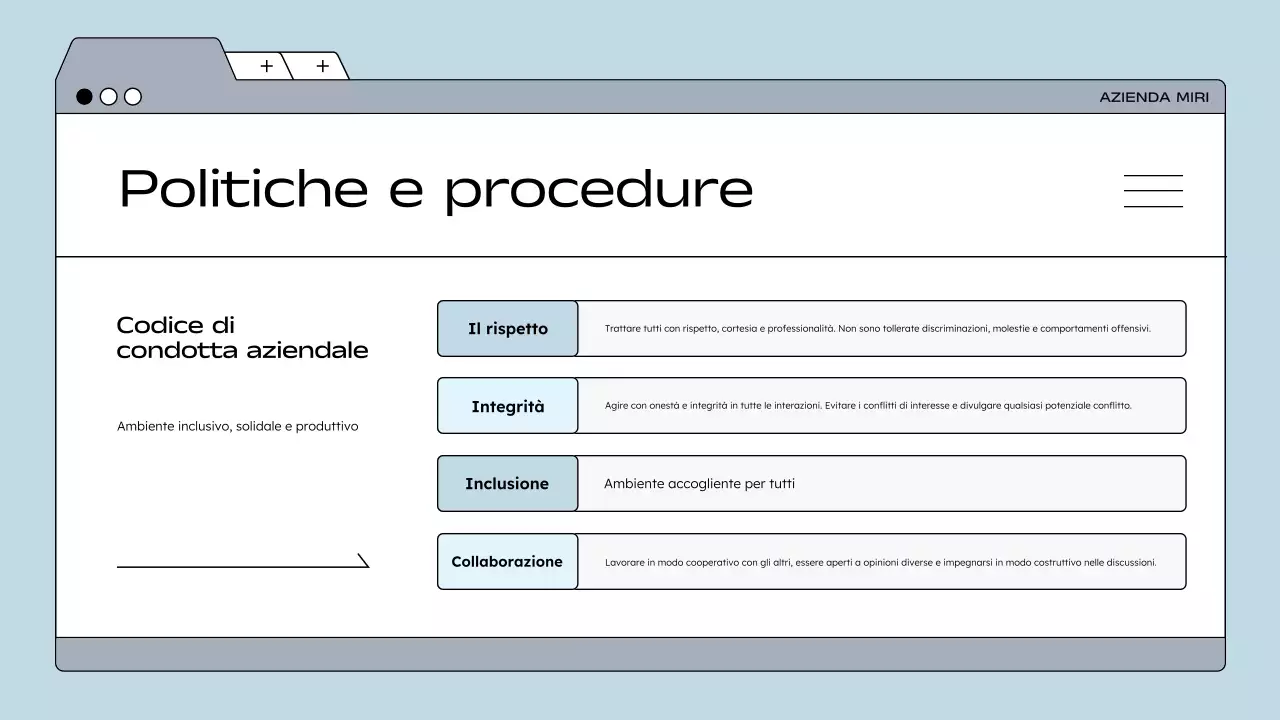 linea guida blu per i dipendenti moderni