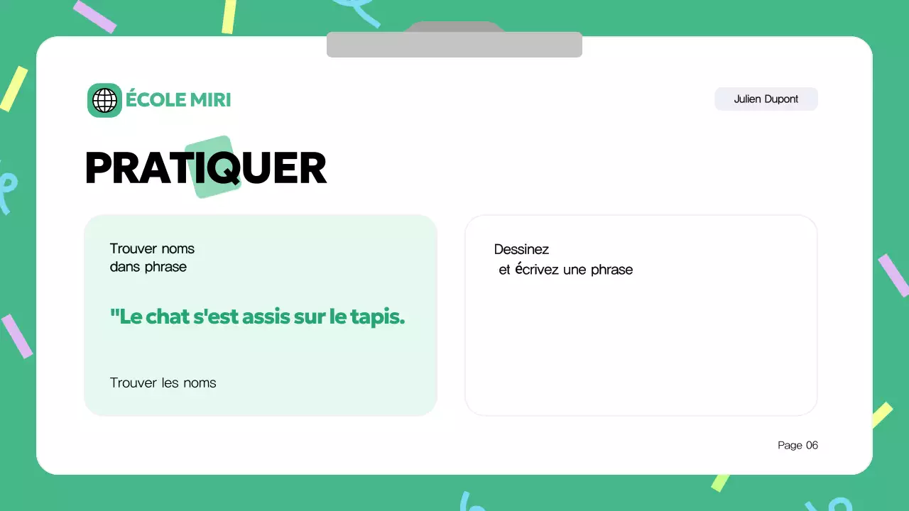 Matériel de cours de grammaire moderne bleue