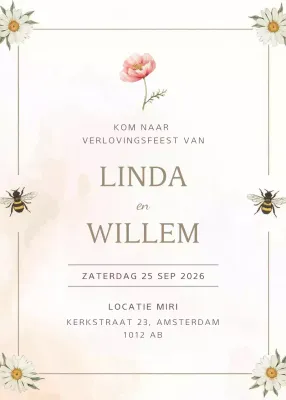 Elegante verlovingsuitnodiging beige