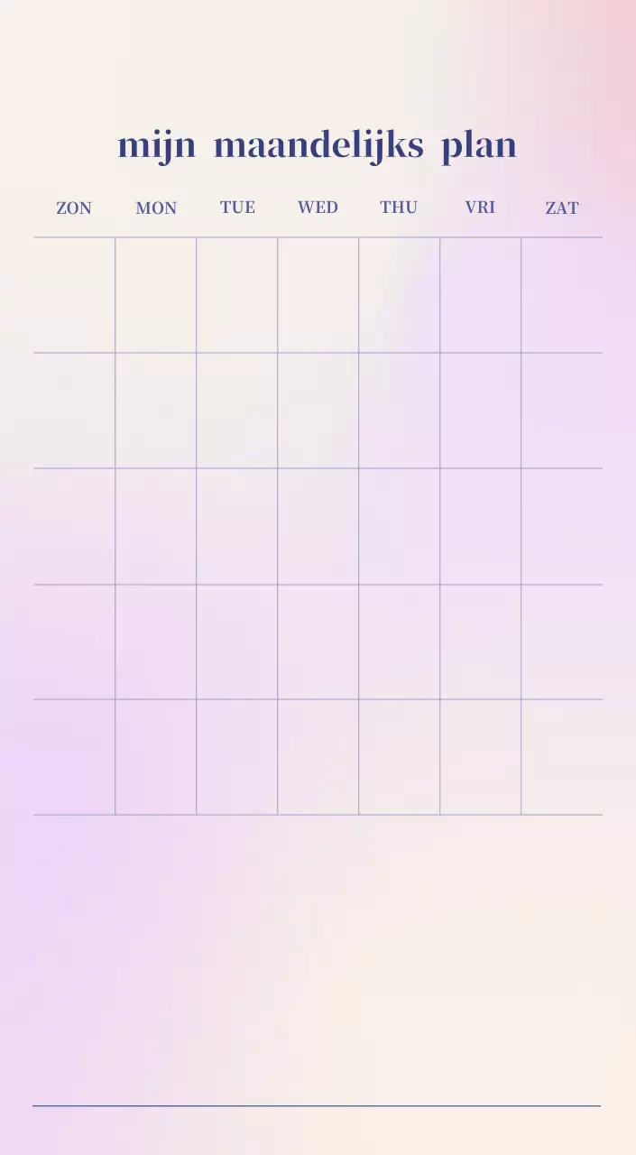 Minimalistische kalender met kleurverloop