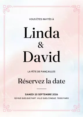 Invitation de fiançailles rose et élégante