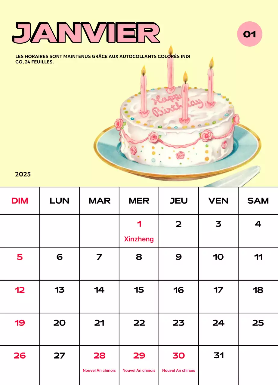 Calendriers colorés avec une variété d'illustrations rétro