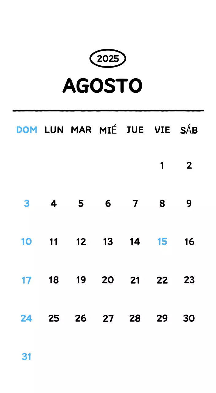 Calendario ilustrado con un bonito estilo de líneas