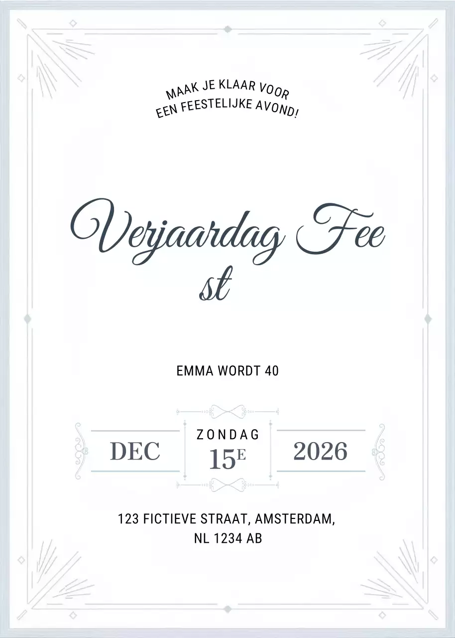 Witte elegante verjaardagsuitnodiging