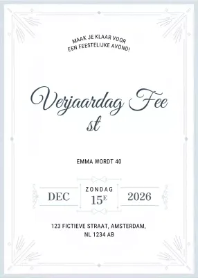 Witte elegante verjaardagsuitnodiging