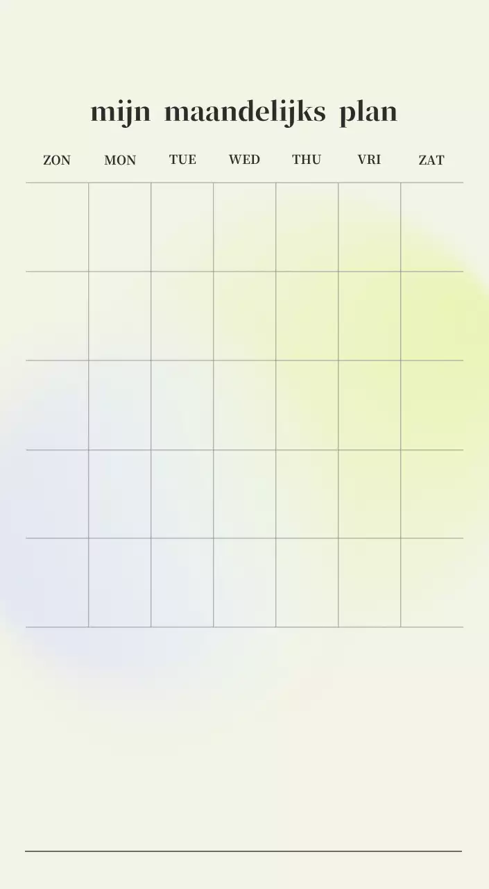 Minimalistische kalender met kleurverloop