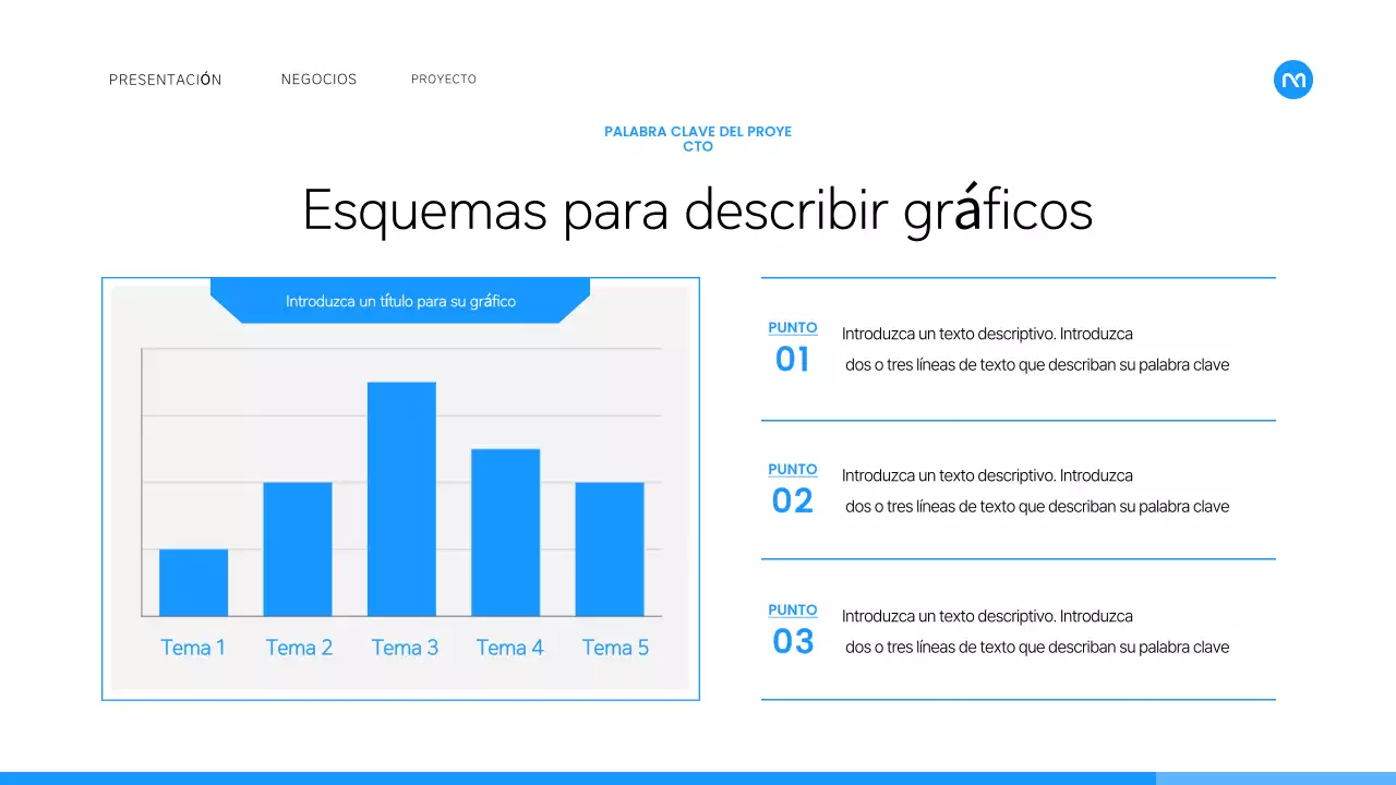 Un sencillo plan de empresa en blanco y azul