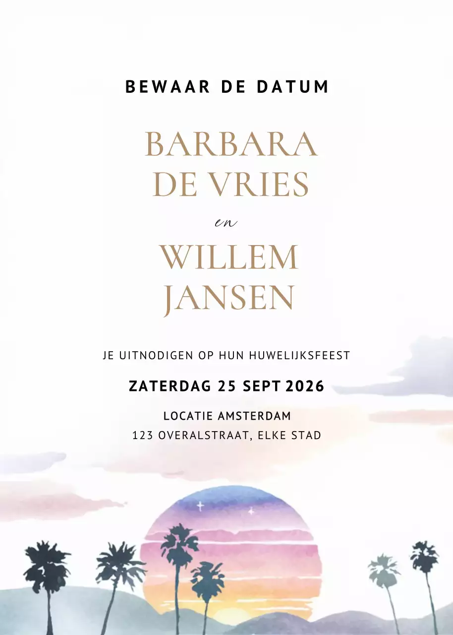 Beige elegante huwelijksuitnodiging