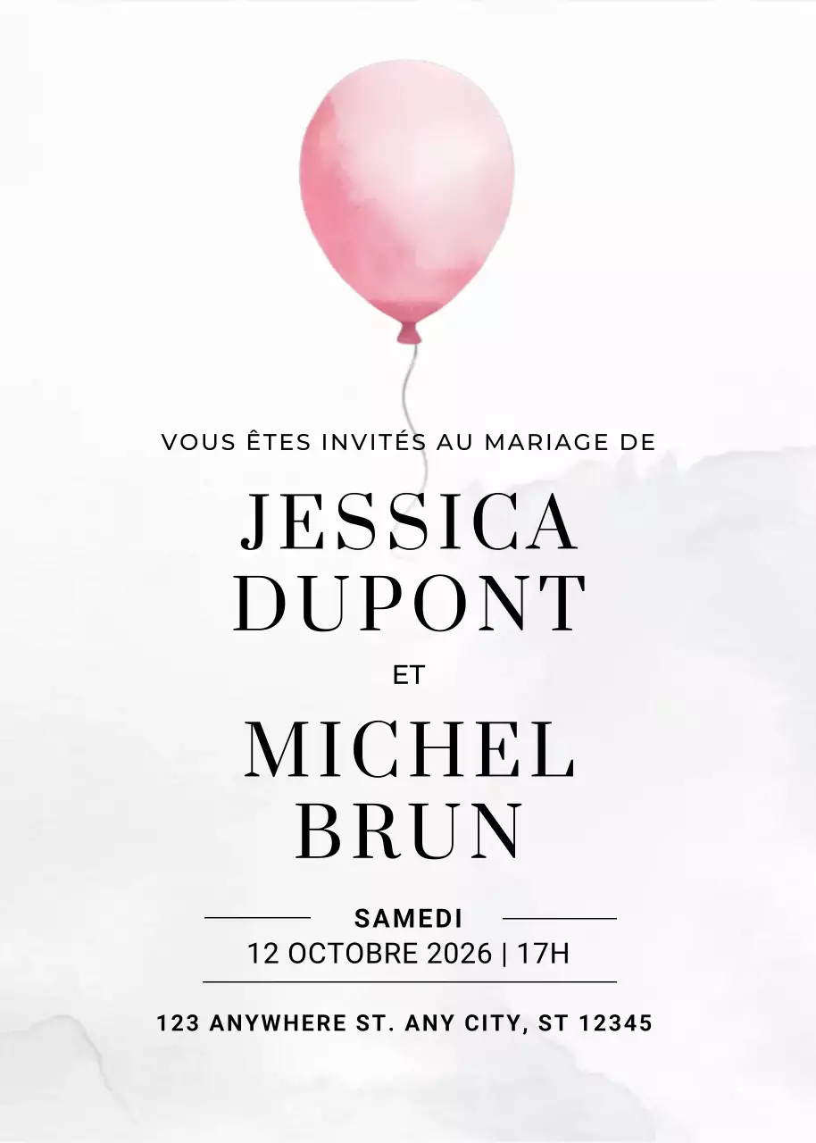 invitation de mariage élégante et rose