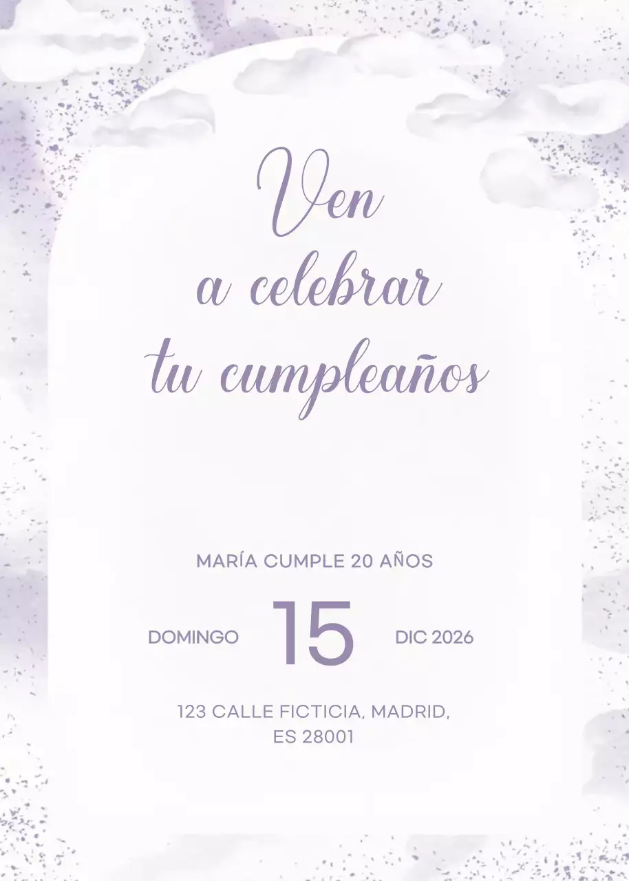 Elegante invitación de cumpleaños blanca