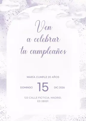 Elegante invitación de cumpleaños blanca