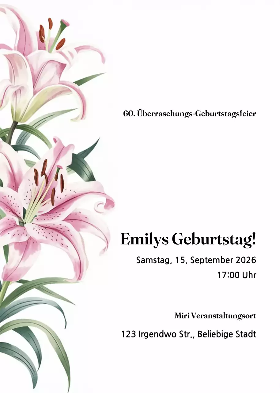 Rosa Blumengeburtstagseinladung