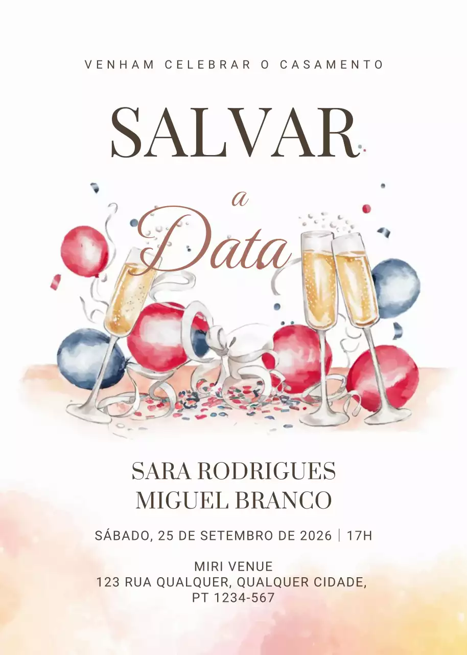 Convite de casamento vermelho elegante