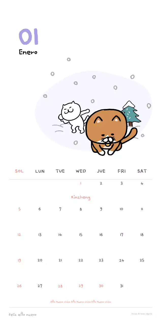 Calendario diario en marfil