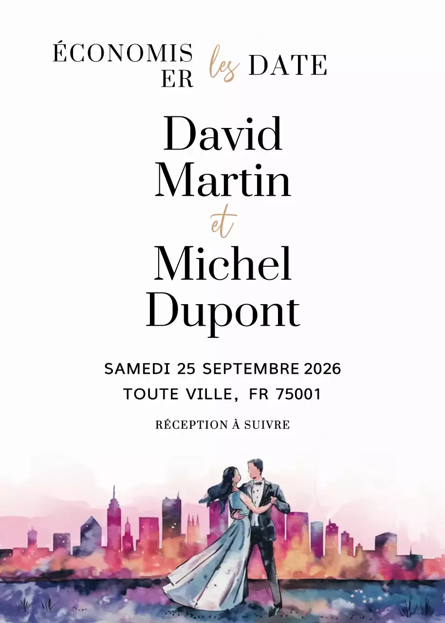 Invitation de mariage élégante et colorée