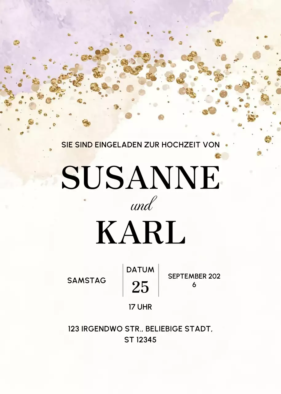 Gold Elegante Hochzeitseinladung