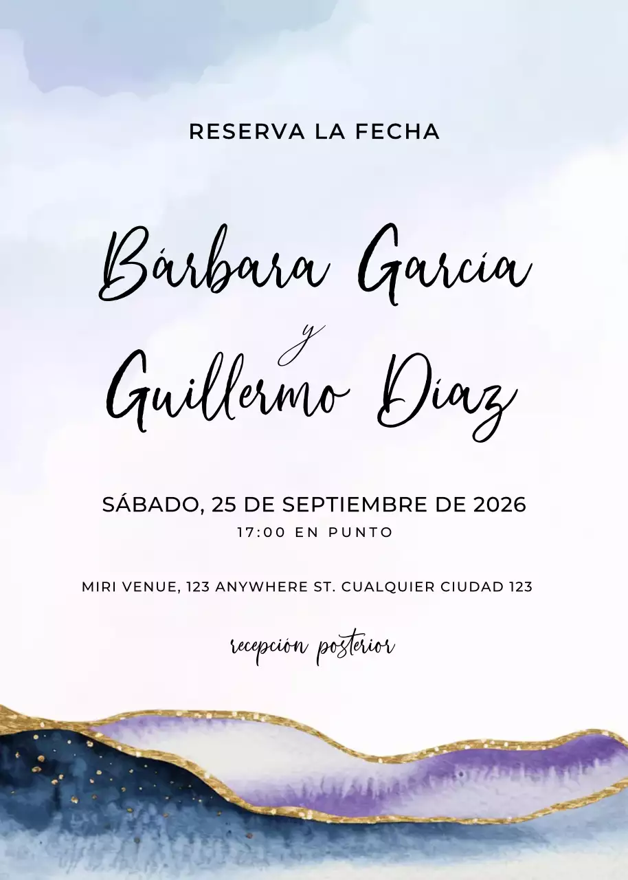 invitación de boda elegante azul