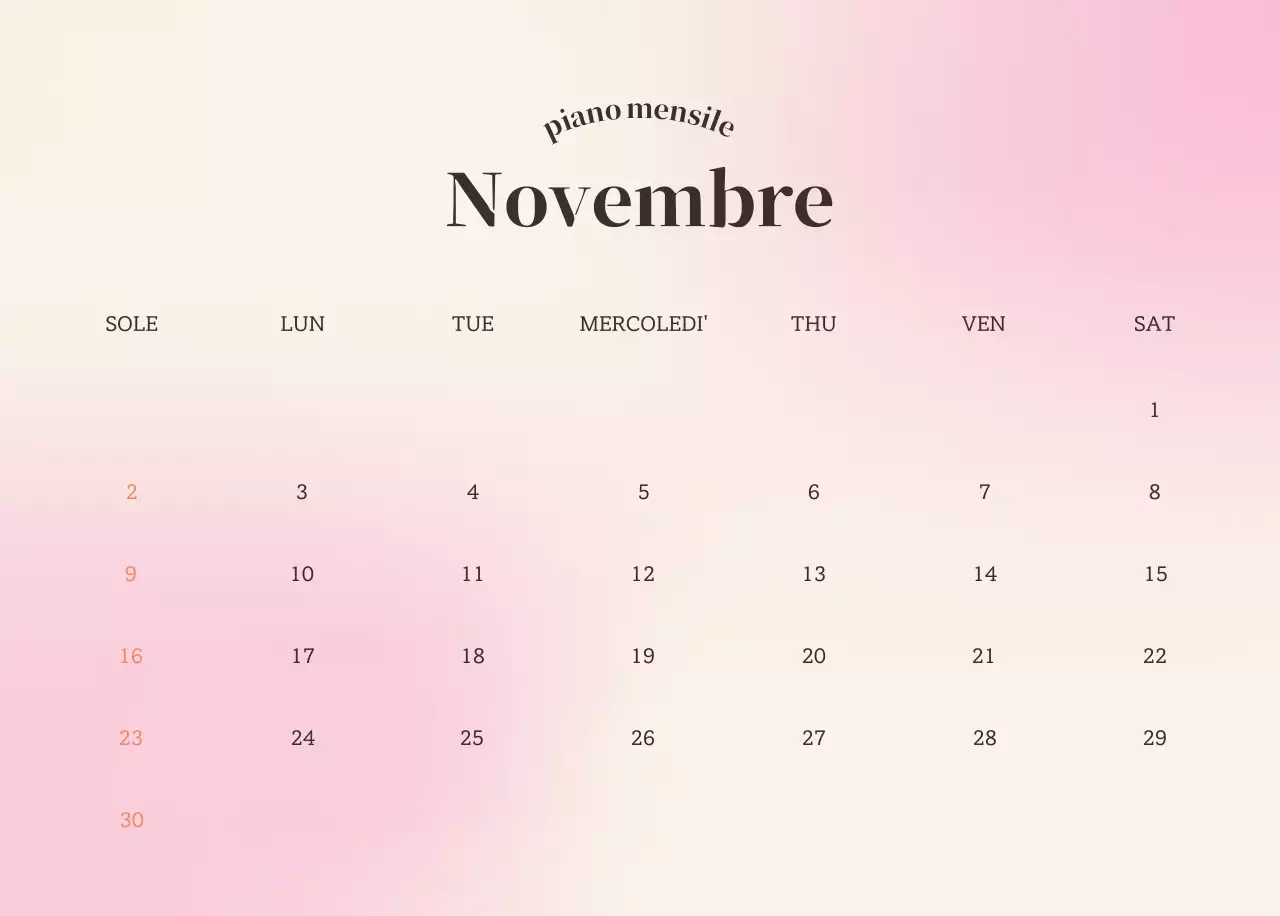 Calendario minimalista a gradi